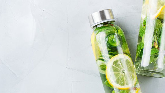 Two bottles of CBD-infused sparkling water 