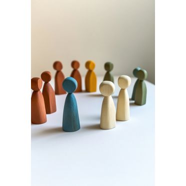 wooden figurines in a circle