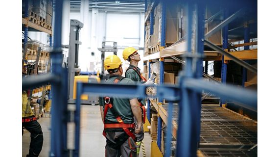 Construction of pallet racks in industry warehouse