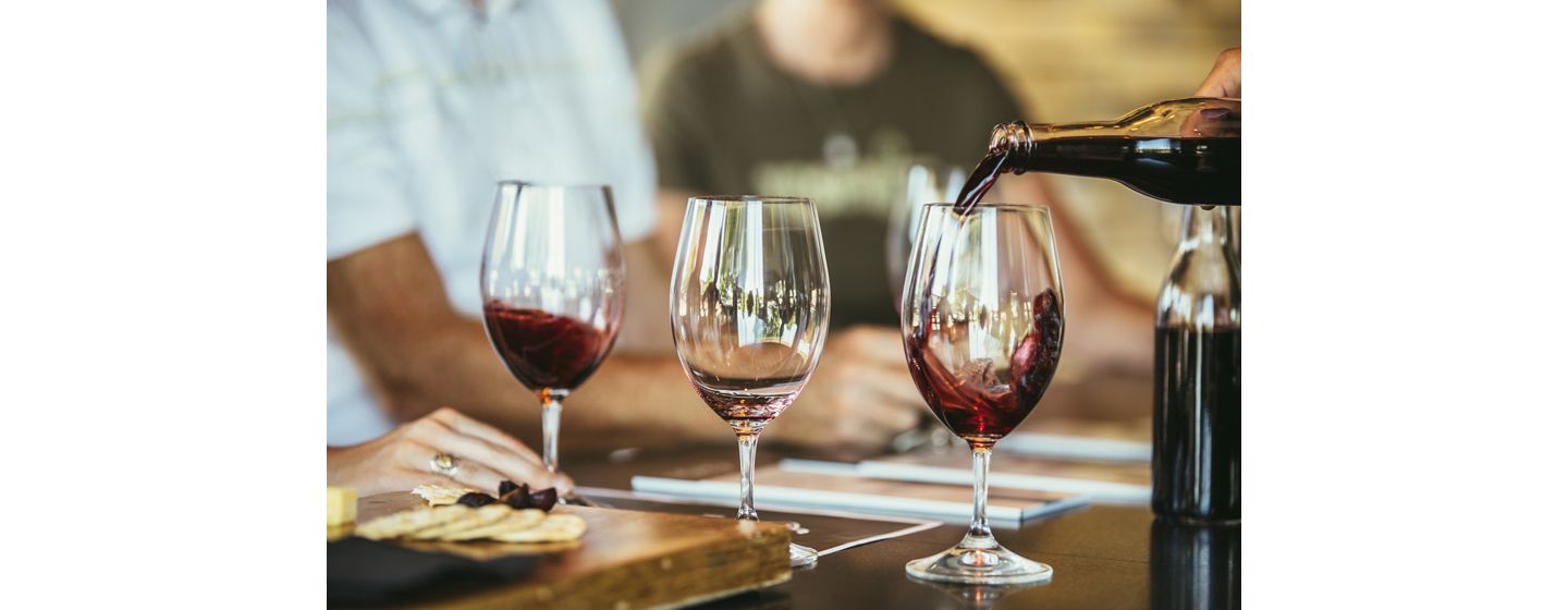  People drinking wine together in bar