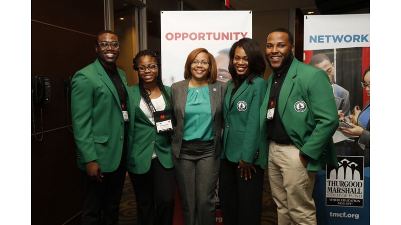 College students at networking event