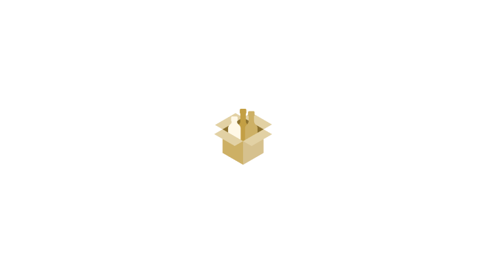 A minimalistic icon showing three outlined bottles in a delivery box.