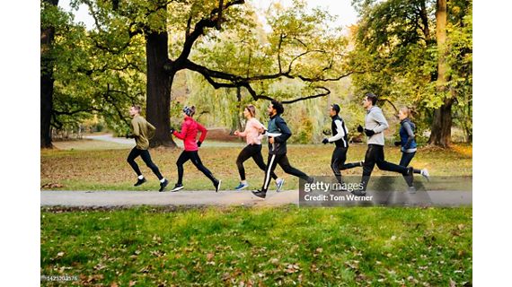 People running in exercise clothes