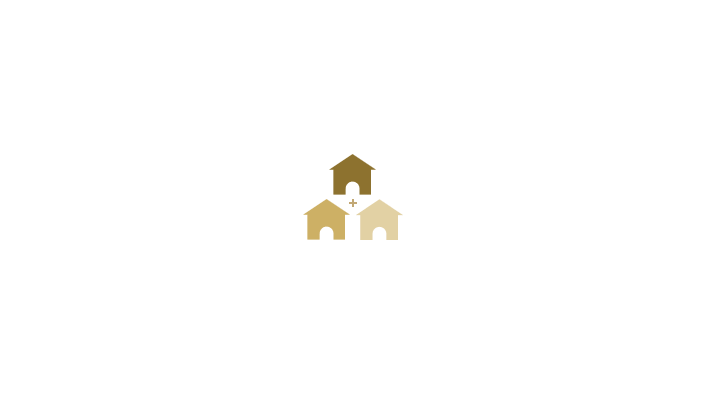 A simple icon depicting three stylized houses or buildings.