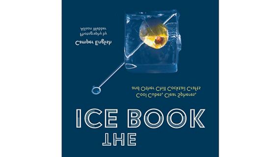 ice with olive in drink on book cover