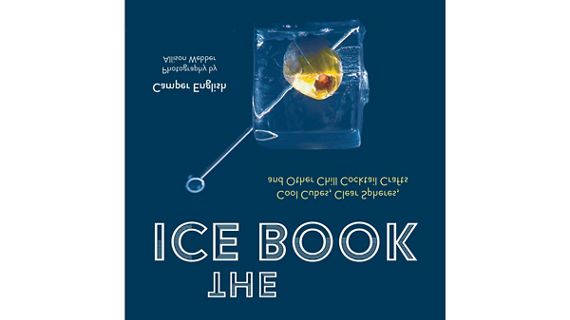 ice with olive in drink on book cover