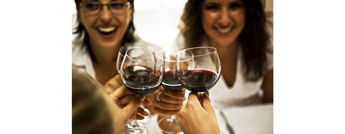 Friends toasting with wine, selective focus, canon 1Ds mark III