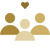 A simple icon depicting three figures with a heart above them.