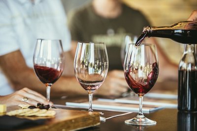  People drinking wine together in bar